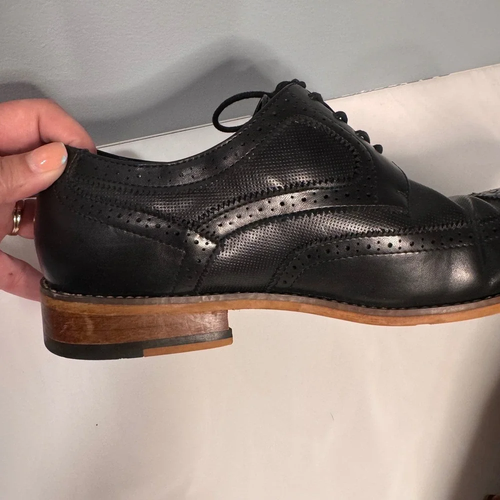 Kenneth Cole Blake Black Wingtip Oxford Dress Shoes‎ Brogue Mens SZ 10 Luxe